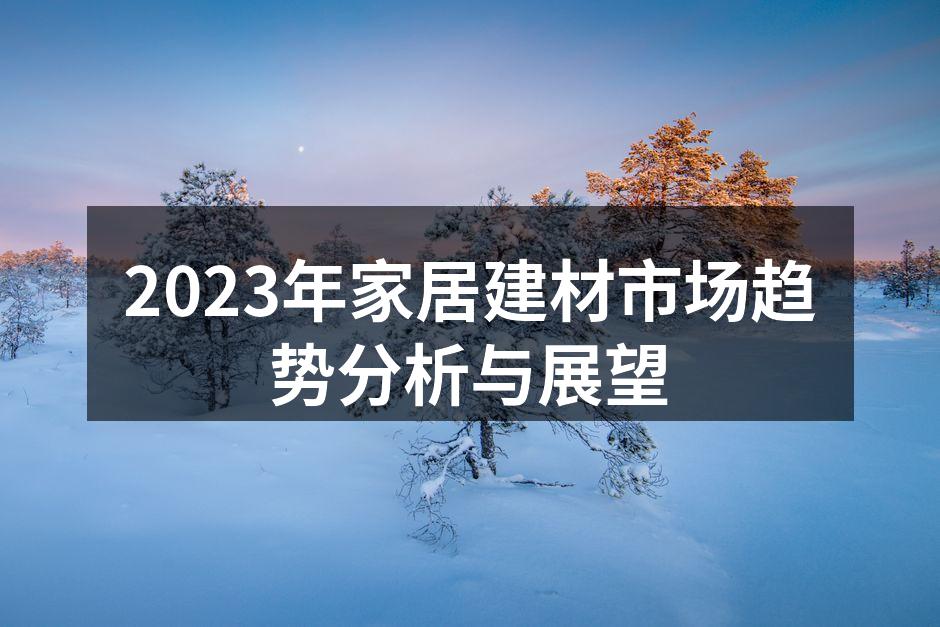 2023年家居建材市场趋势分析与展望