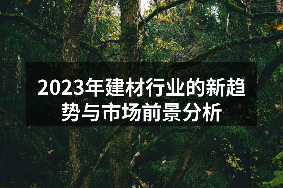 2023年建材行业的新趋势与市场前景分析